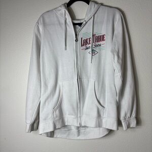 Women’s White Lake Tahoe Zip-Up Hoodie size Large